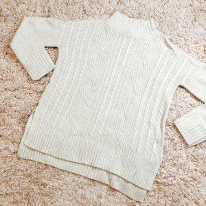 Sanctuary Cream Knit 3/4 Sleeve Turtleneck Sweater